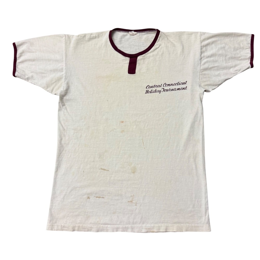 Vintage 60s Champion Running Man Distressed T Shirt Central Connecticut M*